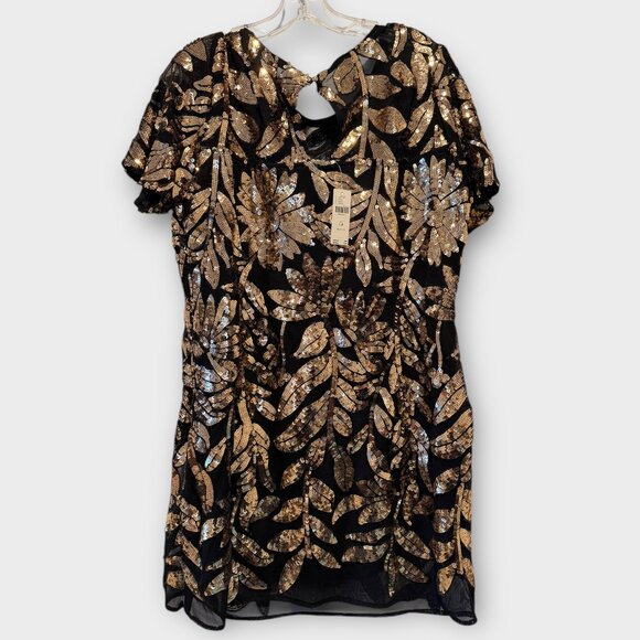 NWT Anthropologie Maeve Short-Sleeve Sheer Embellished Mini Dress Sz LP - Picture 8 of 10